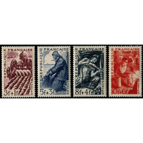 Collection Nos 823 à 826 Neuf sans charnière et Authentique Timbre France 1949 Gomme intacte par des Livres Express 